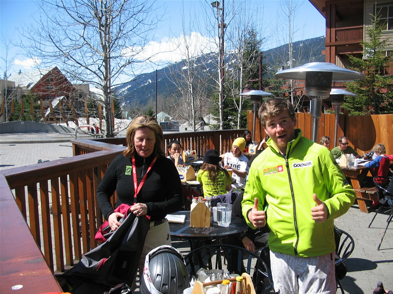 Tim and Kim outside Dusty's, Whistler, 2009.